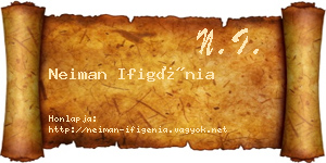 Neiman Ifigénia névjegykártya